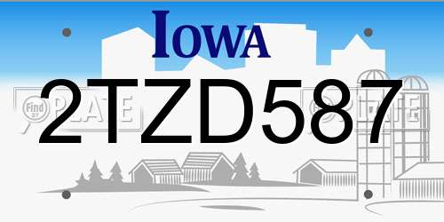 2TZD587 Iowa License Plate