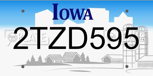 2TZD595 Iowa License Plate