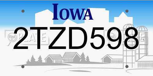 2TZD598 Iowa License Plate
