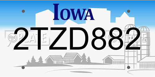2TZD882 Iowa License Plate