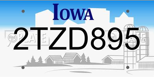 2TZD895 Iowa License Plate