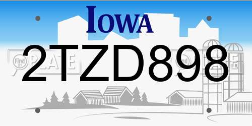 2TZD898 Iowa License Plate