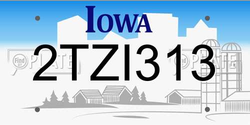 2TZI313 Iowa License Plate