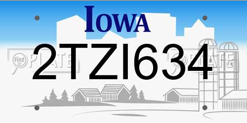 2TZI634 Iowa License Plate