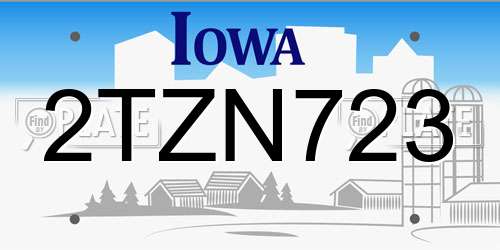 2TZN723 Iowa License Plate