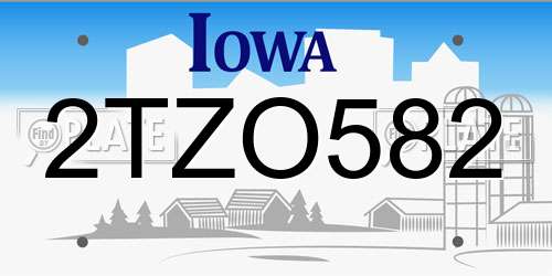 2TZO582 Iowa License Plate