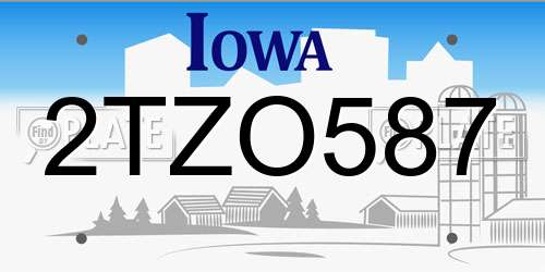 2TZO587 Iowa License Plate