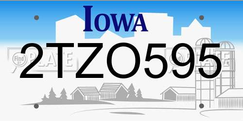 2TZO595 Iowa License Plate