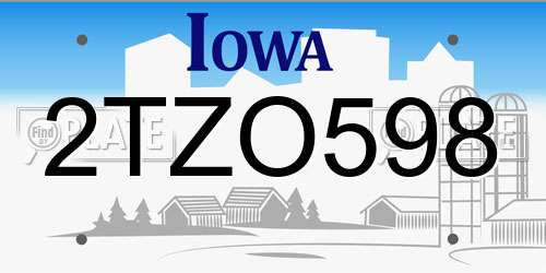 2TZO598 Iowa License Plate