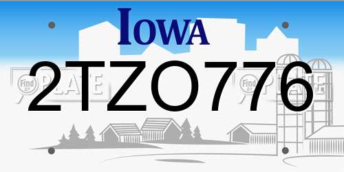 2TZO776 Iowa License Plate