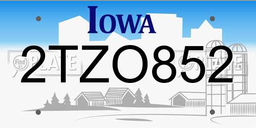 2TZO852 Iowa License Plate