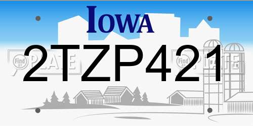 2TZP421 Iowa License Plate