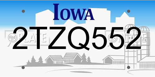 2TZQ552 Iowa License Plate