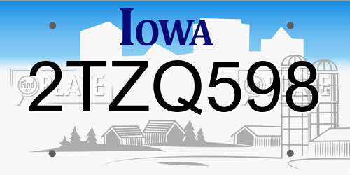 2TZQ598 Iowa License Plate