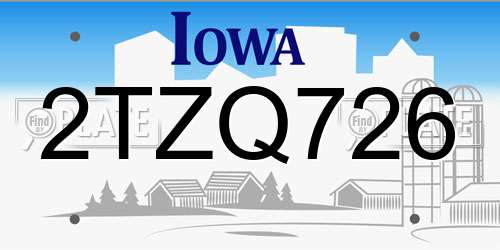 2TZQ726 Iowa License Plate