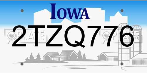 2TZQ776 Iowa License Plate