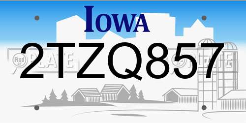 2TZQ857 Iowa License Plate