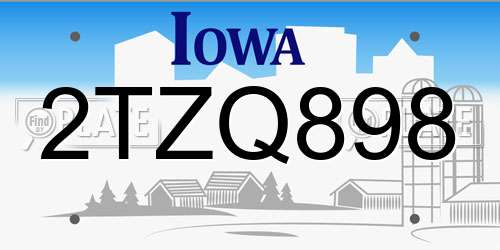 2TZQ898 Iowa License Plate