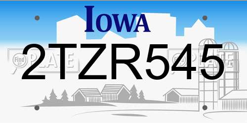2TZR545 Iowa License Plate