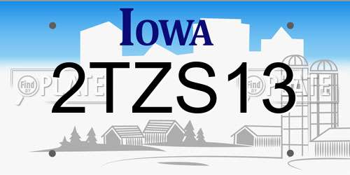 2TZS13 Iowa License Plate