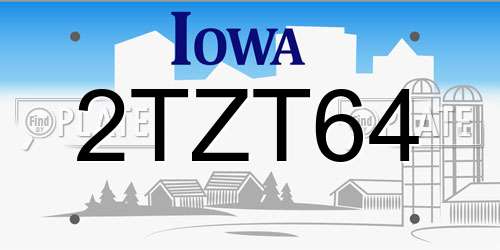 2TZT64 Iowa License Plate