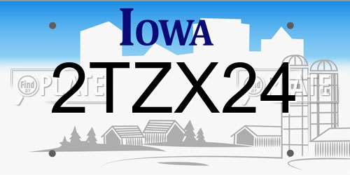2TZX24 Iowa License Plate