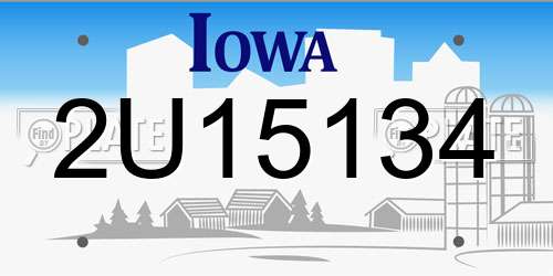 2U15134 Iowa License Plate