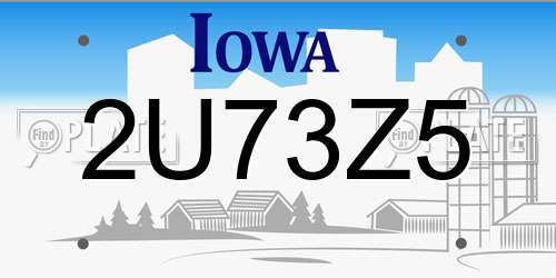 2U73Z5 Iowa License Plate