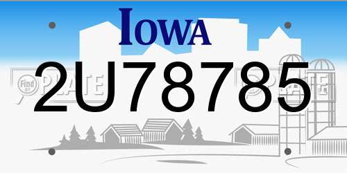 2U78785 Iowa License Plate