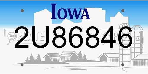 2U86846 Iowa License Plate