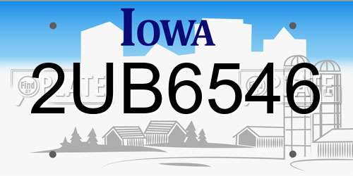 2UB6546 Iowa License Plate