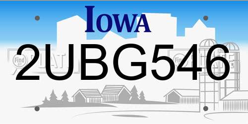 2UBG546 Iowa License Plate