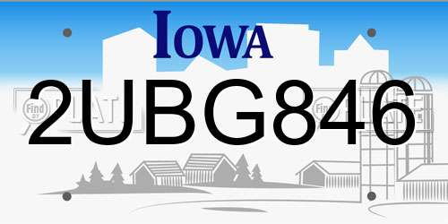 2UBG846 Iowa License Plate