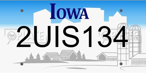 2UIS134 Iowa License Plate