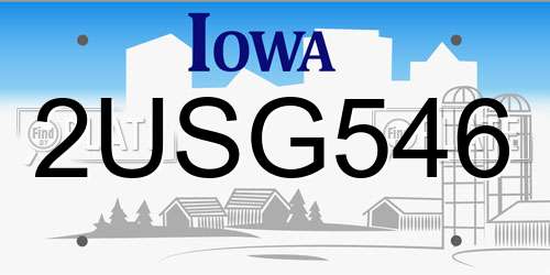 2USG546 Iowa License Plate