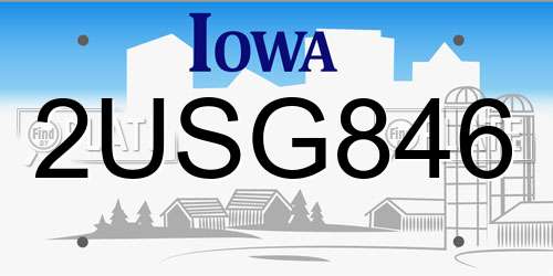2USG846 Iowa License Plate