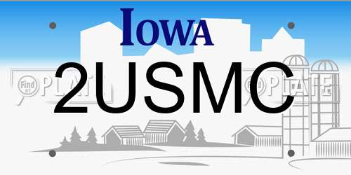 2USMC Iowa License Plate