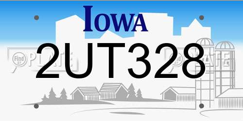 2UT328 Iowa License Plate