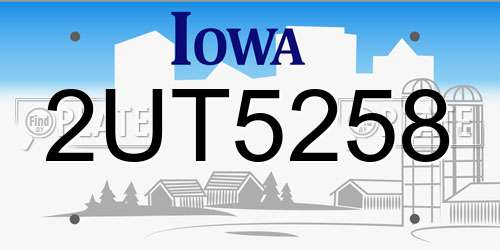 2UT5258 Iowa License Plate