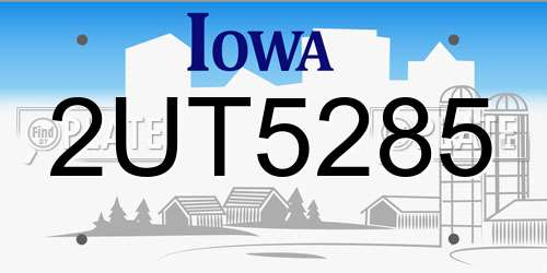 2UT5285 Iowa License Plate