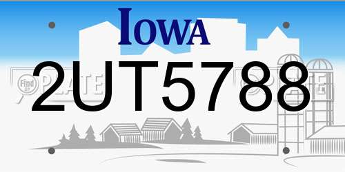 2UT5788 Iowa License Plate
