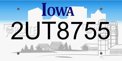 2UT8755 Iowa License Plate