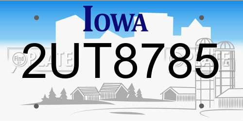 2UT8785 Iowa License Plate