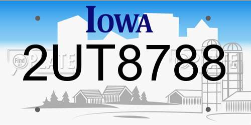 2UT8788 Iowa License Plate
