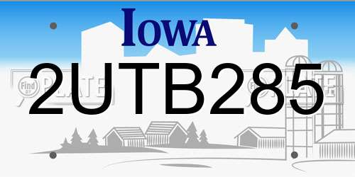 2UTB285 Iowa License Plate