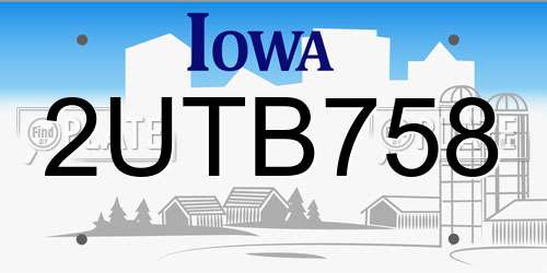 2UTB758 Iowa License Plate