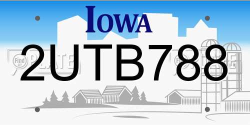 2UTB788 Iowa License Plate