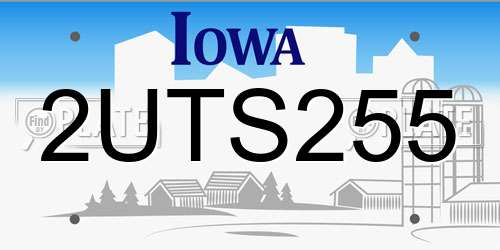 2UTS255 Iowa License Plate