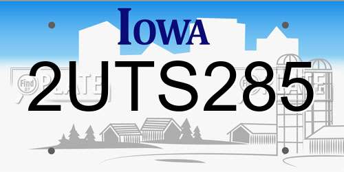 2UTS285 Iowa License Plate
