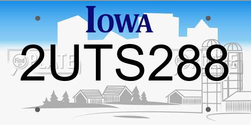 2UTS288 Iowa License Plate